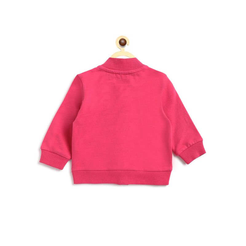 Girls Dark Pink Front Open French Terry Cardigan image number 1